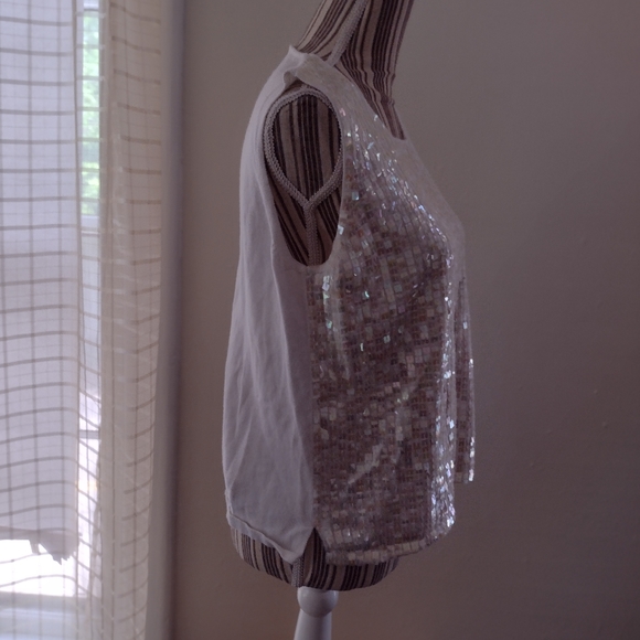 Vintage George White Sequined Sweater Vest Size M - Picture 5 of 10